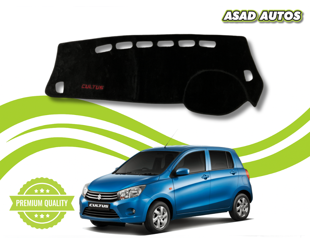 "Custom dashboard carpet mat for Suzuki Cultus 2017-2025, offering heat protection, glare reduction, and a premium interior feel."
