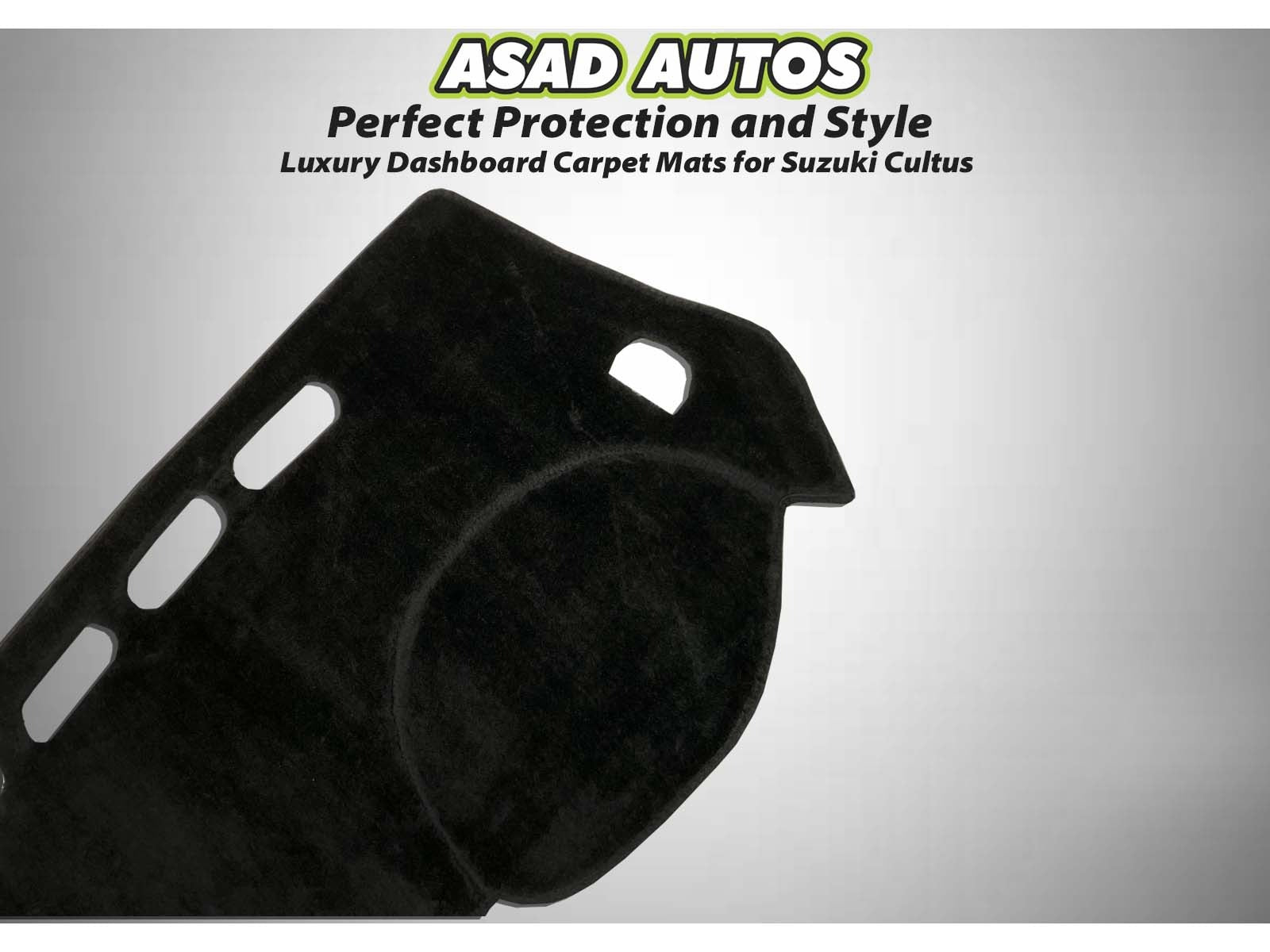 "Custom dashboard carpet mat for Suzuki Cultus 2017-2025, offering heat protection, glare reduction, and a premium interior feel."
