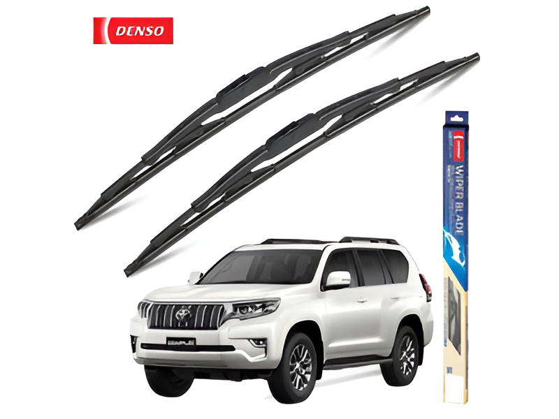 DENSO Hybrid Wiper Blades installed on Toyota Land Cruiser Prado GRJ for enhanced visibility and all-weather performance