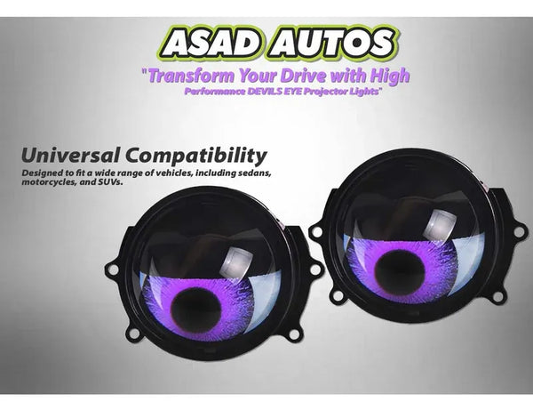 DEVILS EYE Projector Lights featuring a stylish design, sharp beam patterns, and high-performance illumination for modern vehicles.
