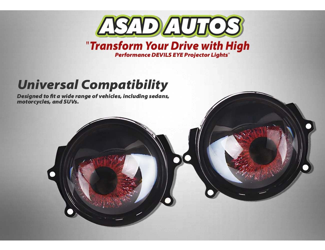 DEVILS EYE Projector Lights featuring a stylish design, sharp beam patterns, and high-performance illumination for modern vehicles.
