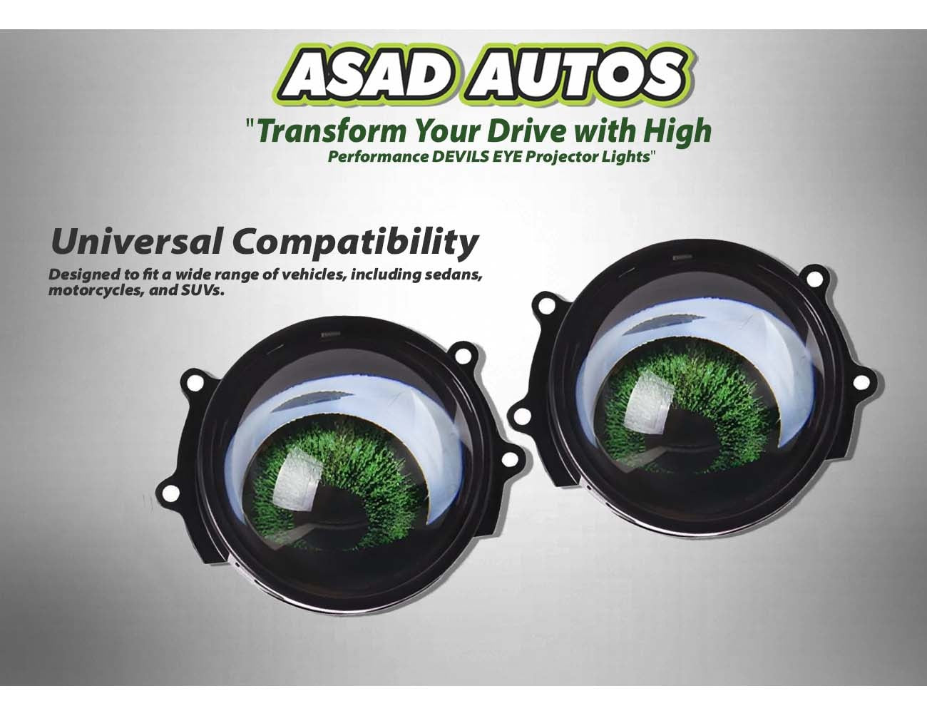 DEVILS EYE Projector Lights featuring a stylish design, sharp beam patterns, and high-performance illumination for modern vehicles.
