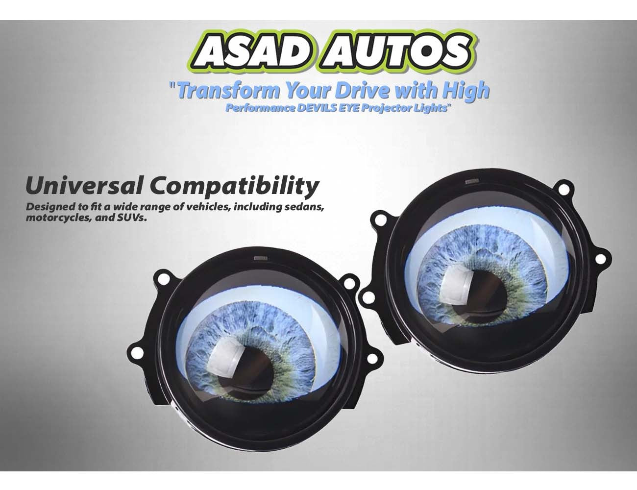 DEVILS EYE Projector Lights featuring a stylish design, sharp beam patterns, and high-performance illumination for modern vehicles.
