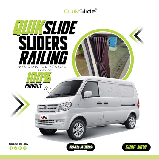DFSK K07 Gen1 (2005-2024) QuikSlide Sliders Railing Curtains | Affordable Car Curtains in Pakistan | Sun Protection