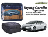 Durable all-weather car top cover for Toyota Corolla 2014-2026 offering premium protection against UV rays, rain, and dust with a perfect fit.
