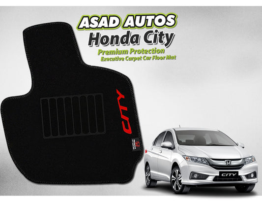 Executive Carpet Car Floor Mats with Side Logo for Honda City 2022–2026 – Premium Fit and Finish

