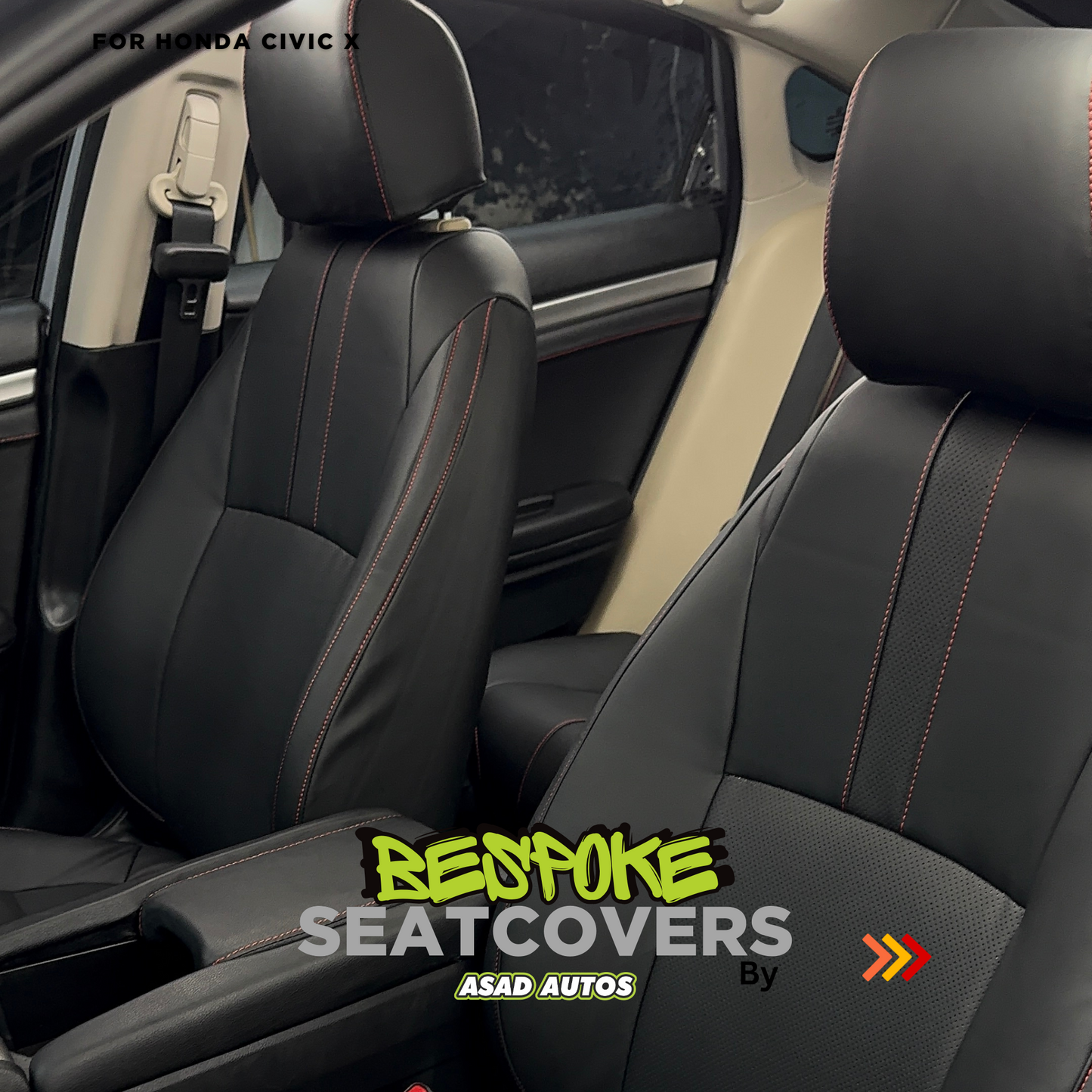 Bespoke Japanese Synthetic Seat Covers & Steering Cover for Honda Civic (2016-2021)