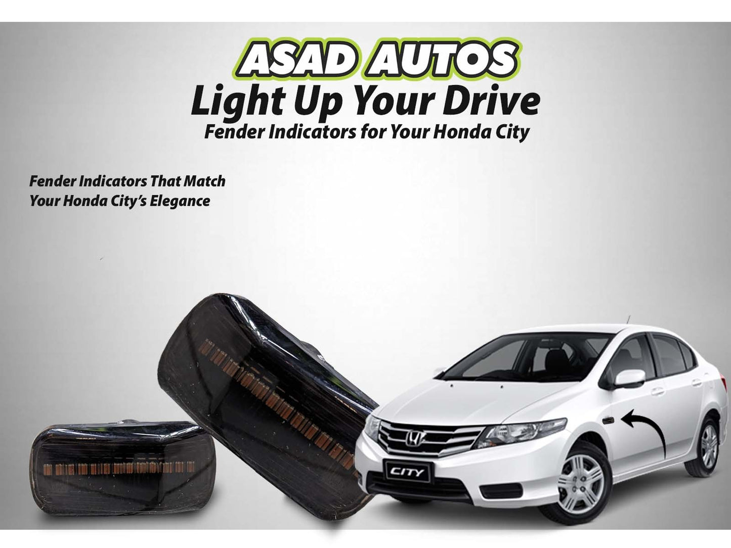 Fender indicator for Honda City 2018 offering style, functionality, and improved road visibility.
