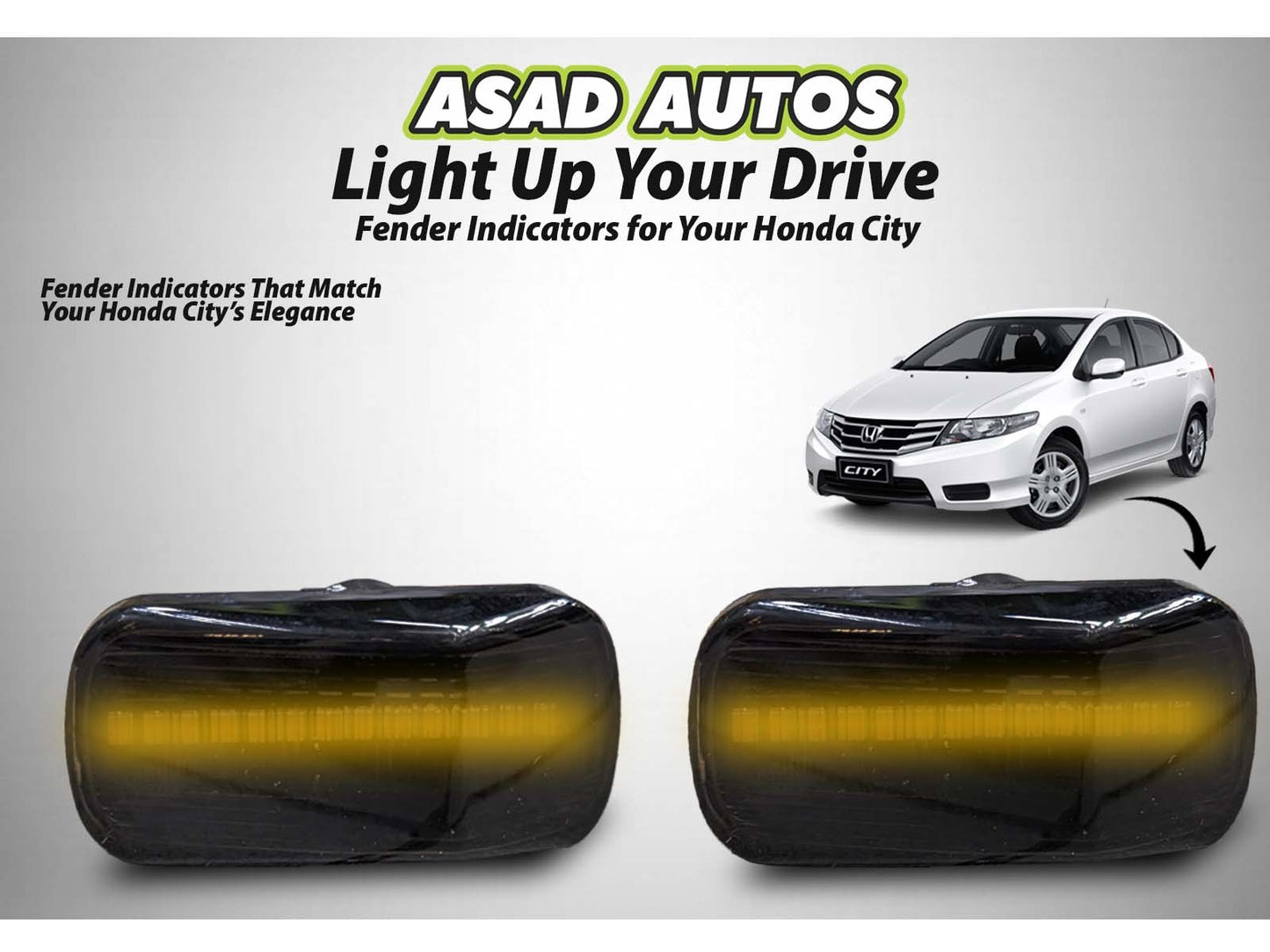 Fender indicator for Honda City 2018 offering style, functionality, and improved road visibility.
