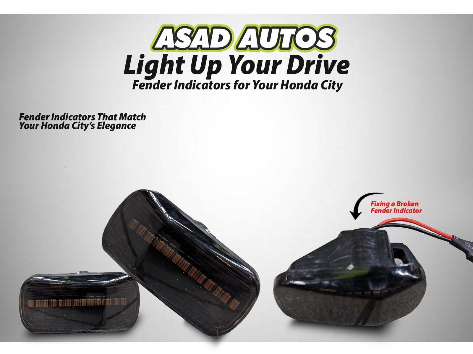 Fender indicator for Honda City 2018 offering style, functionality, and improved road visibility.
