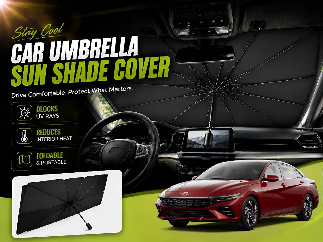 Foldable Car Umbrella Sun Shade Cover for Hyundai Elantra Hybrid 2024–2025 – UV & Heat Shield for Windshield