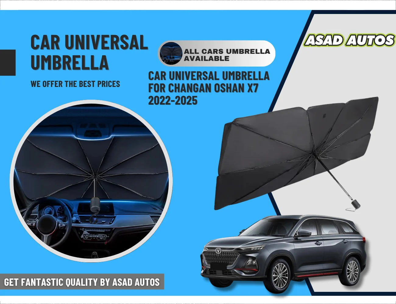 Foldable Windshield Sun Shade for Changan Oshan X7 2022–2025 – Car Umbrella UV Protector
