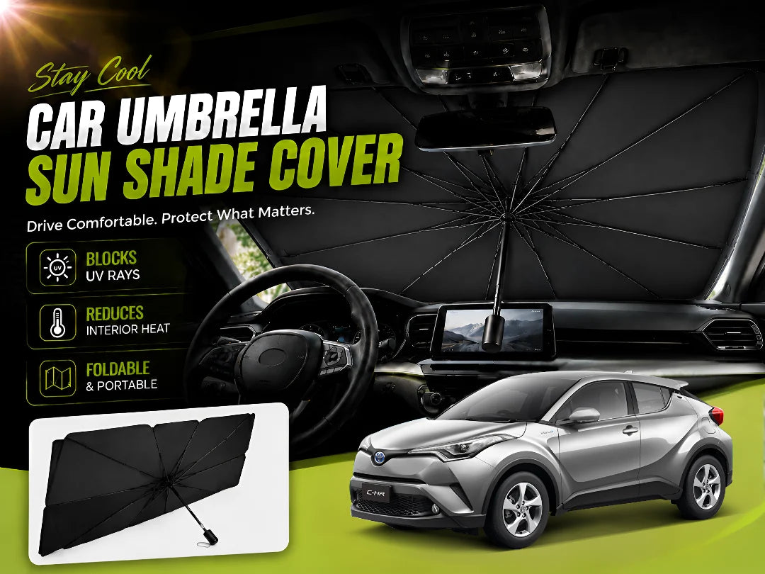 Foldable Windshield Umbrella Sun Shade for Toyota C-HR 2018–2025 – UV & Heat Reflective Cover
