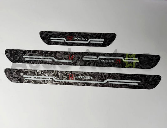 Forged carbon fiber door sill plate sticker for Honda anti scratch scuff protector 4 piece set for car door entry protection