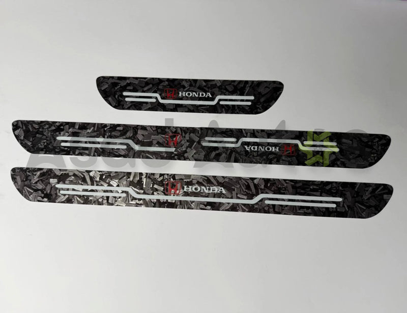 Forged carbon fiber door sill plate sticker for Honda anti scratch scuff protector 4 piece set for car door entry protection