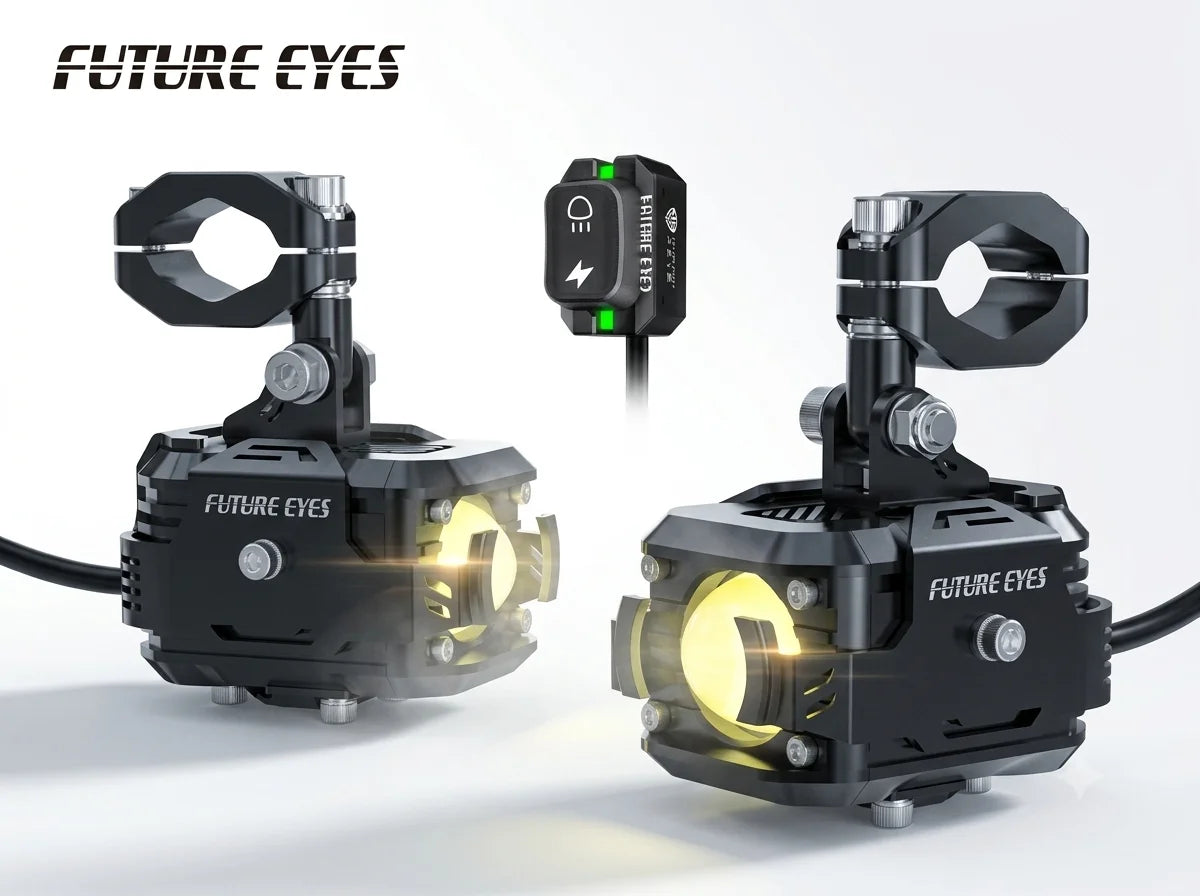 Future Eyes F150 black white white wired 2.5 inch Bi LED projector lens with 6000 lumens output, multiple lighting modes, E57 and CE certifications,