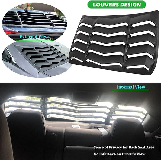 GT Lambo Style Rear Window Louver for Honda Civic Sedan 2016-2021 in matte black ABS, providing sun protection and enhancing the racing aesthetic.

