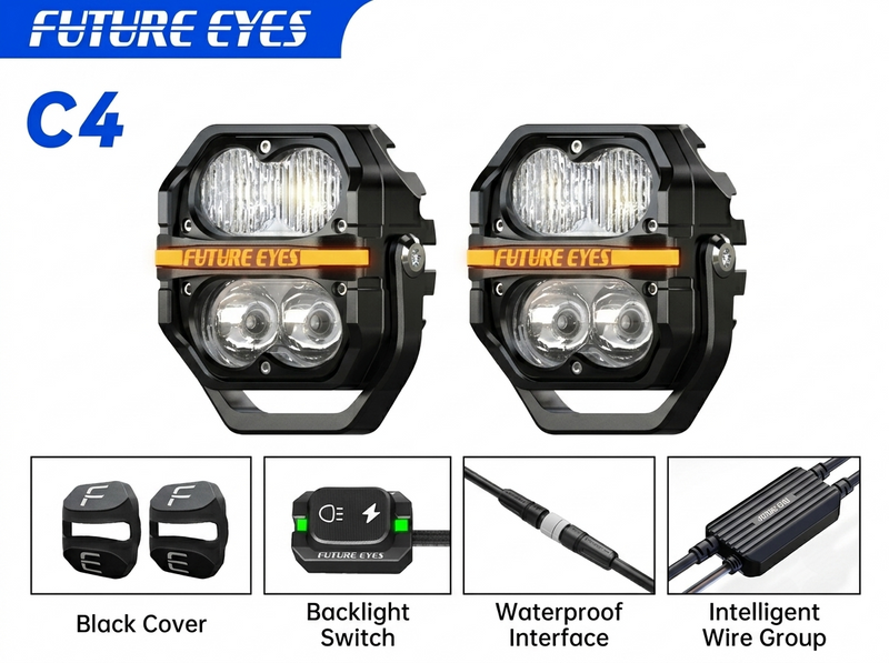 Future Eyes C4 Yellow / Yellow Wired For SUV 4x4 & Jeep