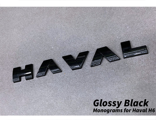 Glossy Black Monograms for Haval H6 - Premium Styling Upgrade for Exterior.
