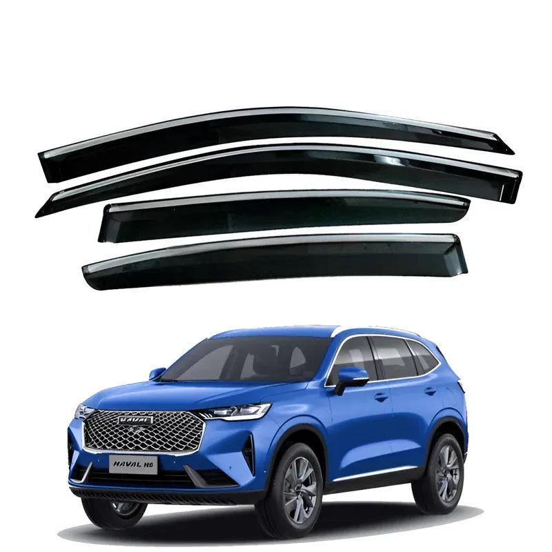Haval Jolion TXR Air Press Sun Visor With Chrome, designed for 2021-2025 models, providing full window protection with a sleek and modern design.
