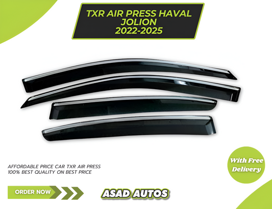 Haval Jolion TXR Air Press Sun Visor With Chrome, designed for 2021-2025 models, providing full window protection with a sleek and modern design.
