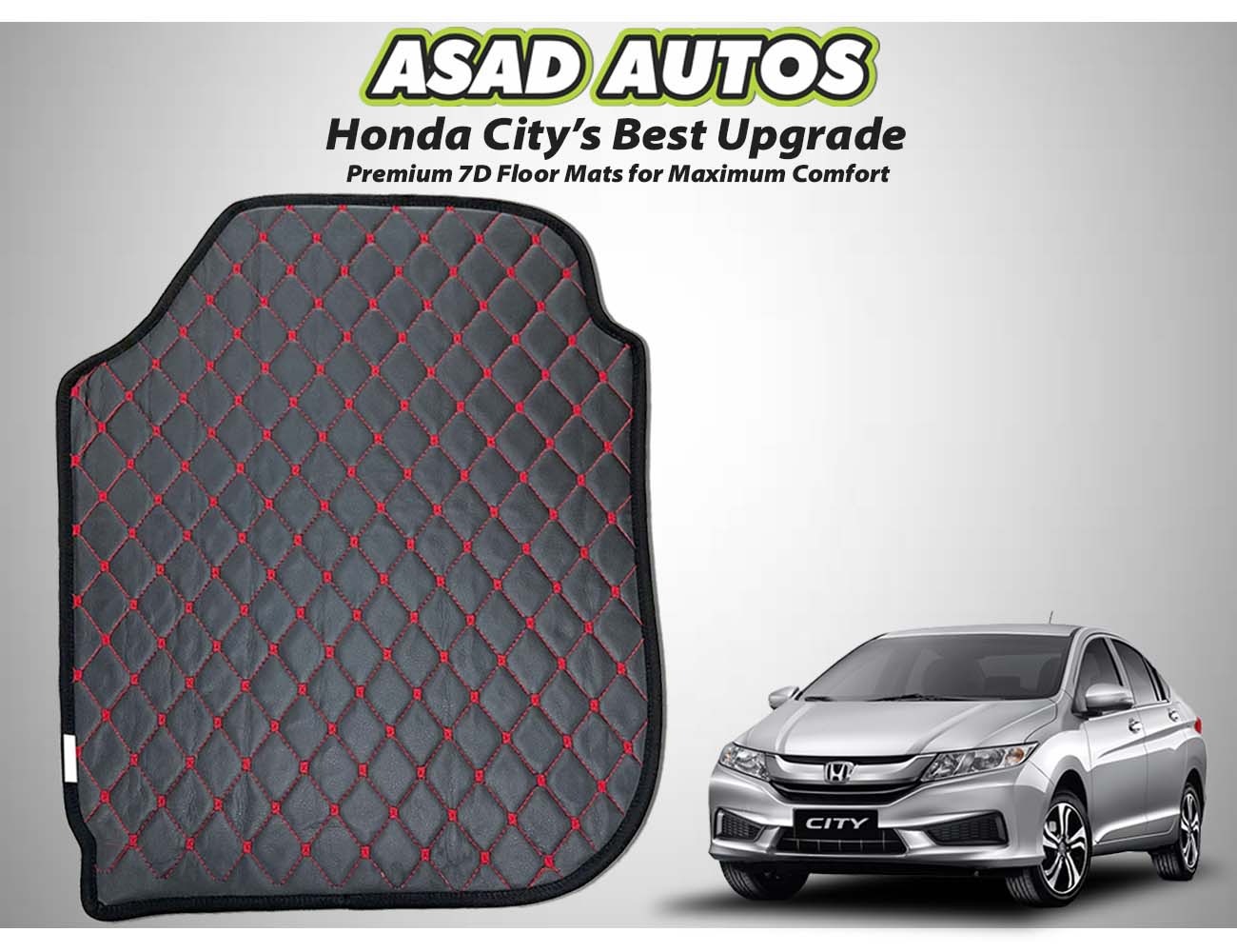 Honda City 2022-2026 7D Car Floor Mats – Luxury, Waterproof, and Durable
