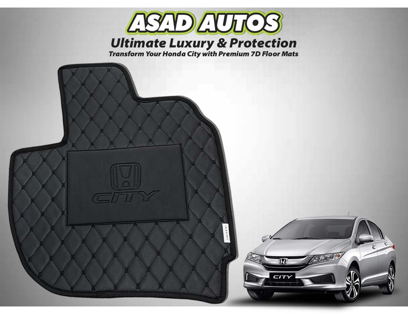 Honda City 2022-2026 7D Floor Mats – Custom Fit, Waterproof, and Durable
