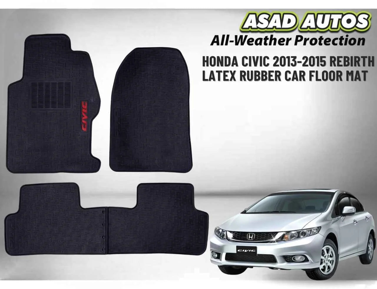 Honda Civic 2013-2015 Rebirth Latex Rubber Car Floor Mat