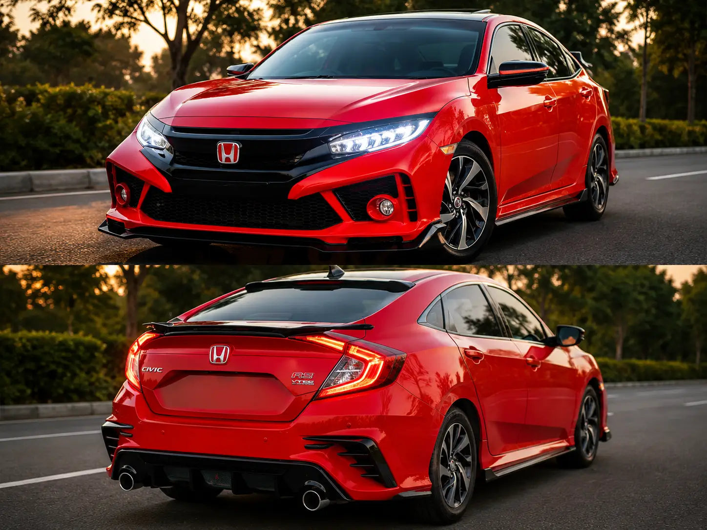 Honda Civic 2016–2021 FC450 V1 ABS Plastic Body Kit featuring aggressive sporty exterior styling,