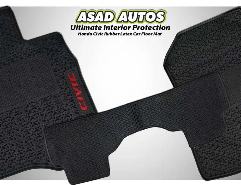 Honda Civic RS 2022-2026 rubber latex car floor mats, offering custom fit, durability, and all-weather protection to maintain a clean and stylish interior.