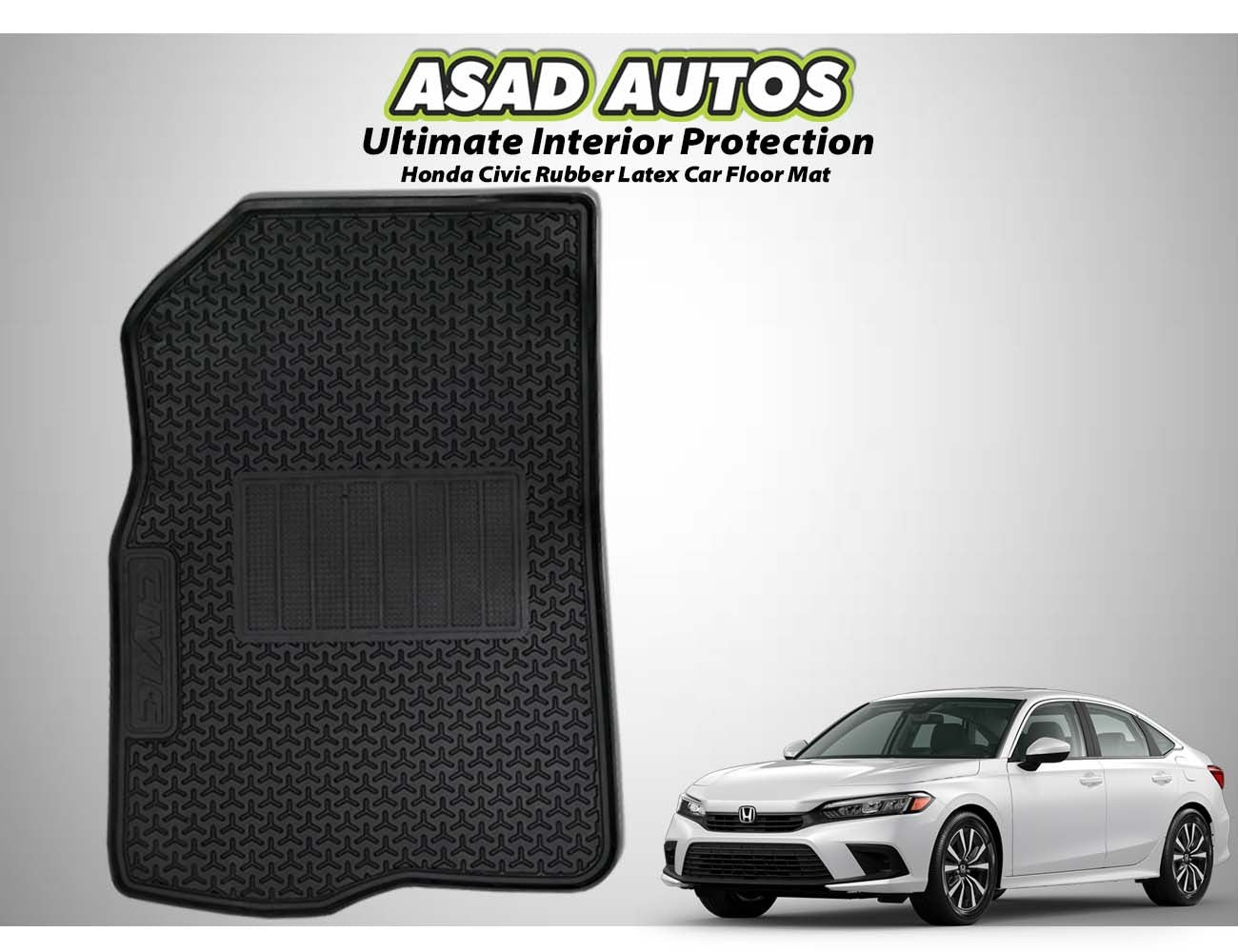 Honda Civic RS 2022-2026 rubber latex car floor mats, offering custom fit, durability, and all-weather protection to maintain a clean and stylish interior.