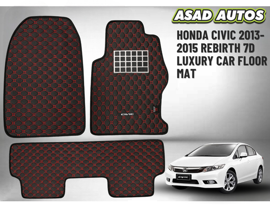 Honda Civic Rebirth 2013–2015 7D Luxury Car Floor Mats – Custom Fit, Waterproof, Premium Interior Protection

