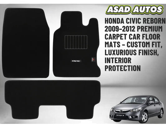 Honda Civic Reborn 2009–2012 Premium Carpet Car Floor Mats – Custom Fit, Luxurious Finish, Interior Protection

