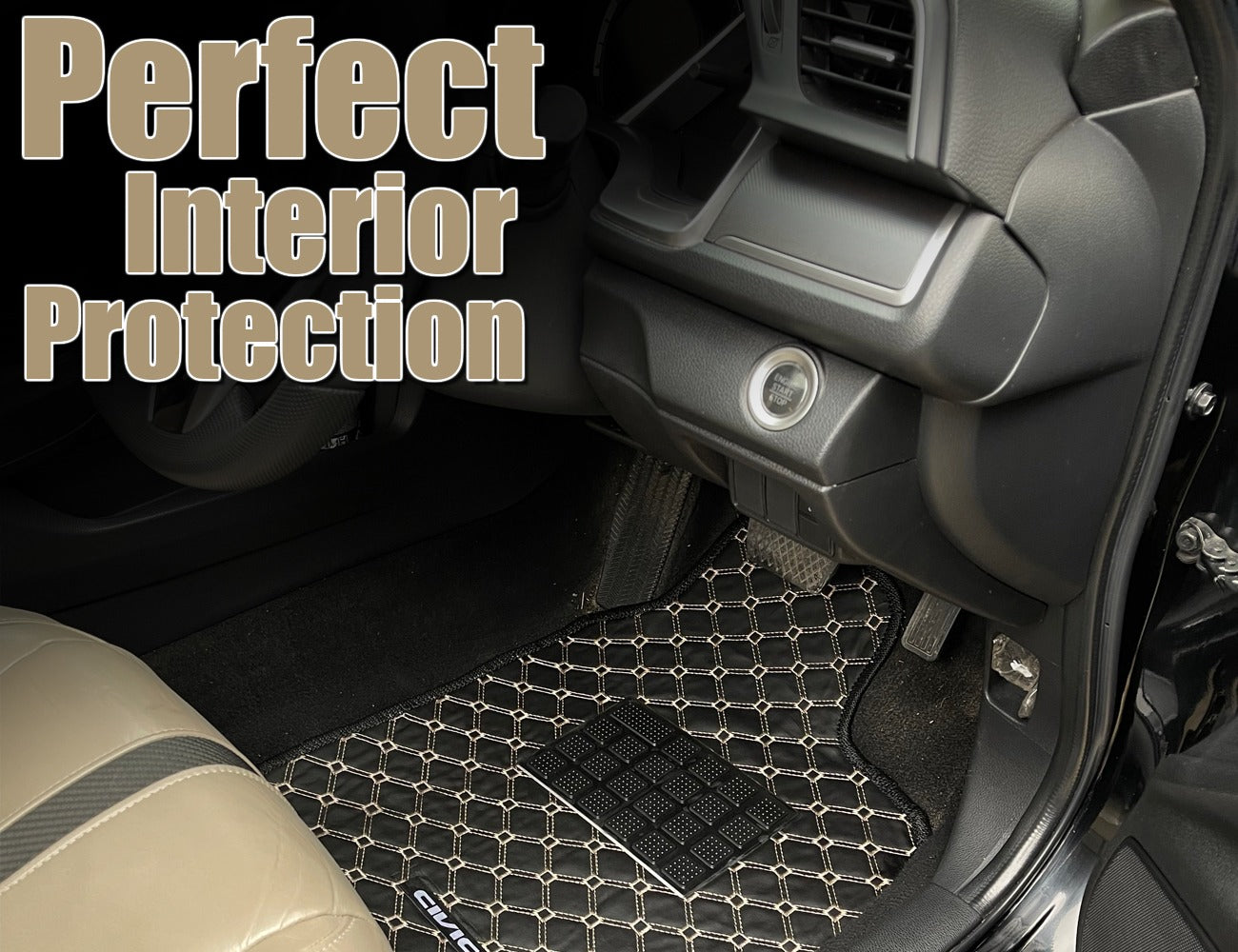 Honda Civic X 2016-2021 7D Luxury Car Floor Mat, providing all-weather protection and premium durability.
