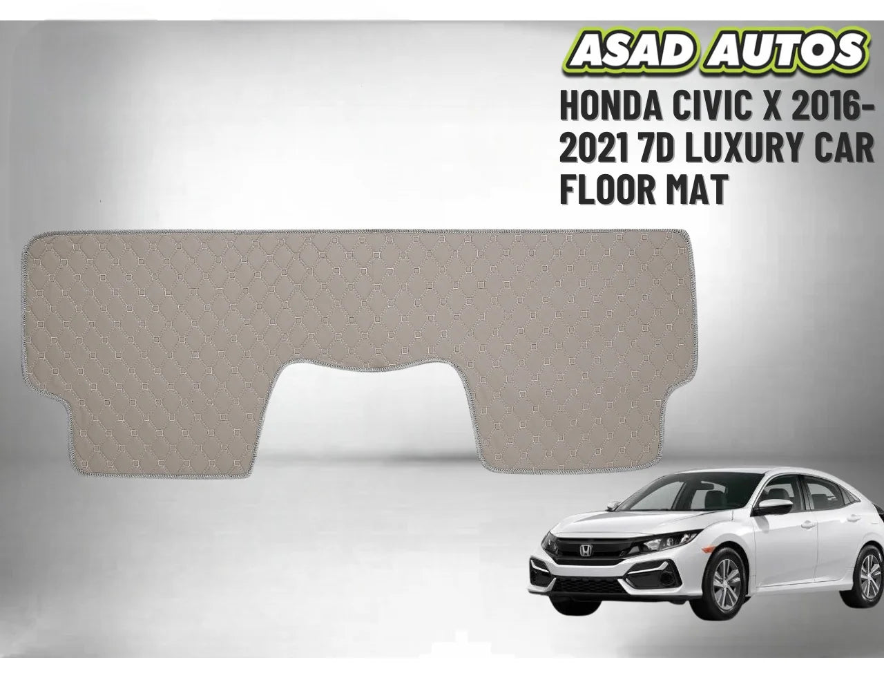 Honda Civic X 2016–2021 7D Luxury Car Floor Mats – Custom Fit, Waterproof, Anti-Slip Premium Interior Mats

