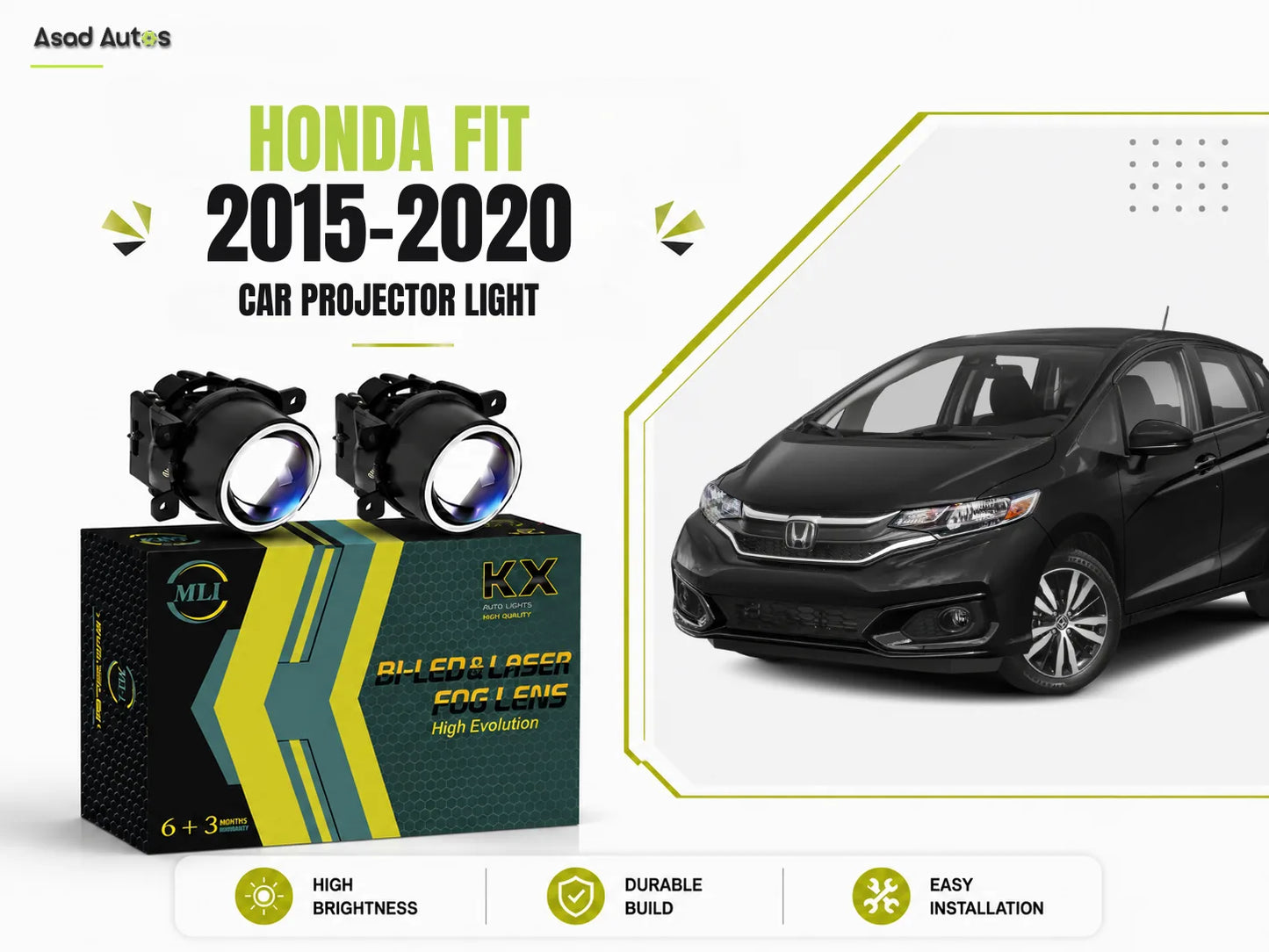 Honda Fit 2015-2020 MLI BI LED Fog Lamp Projector Lights
