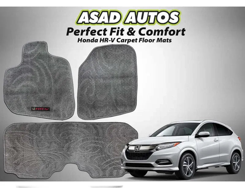 Honda HR-V black carpet floor mats featuring a custom fit, premium design, and durable protection for an elegant and clean car interior.