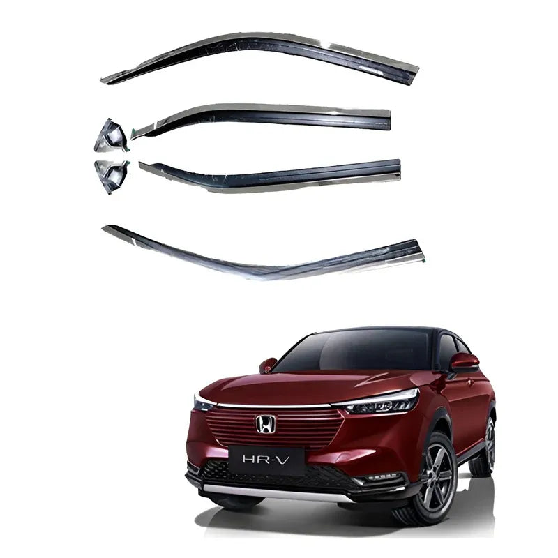 Honda HRV TXR Air Press Sun Visor With Chrome, designed for 2022-2023 models, providing complete window coverage with a stylish chrome finish.
