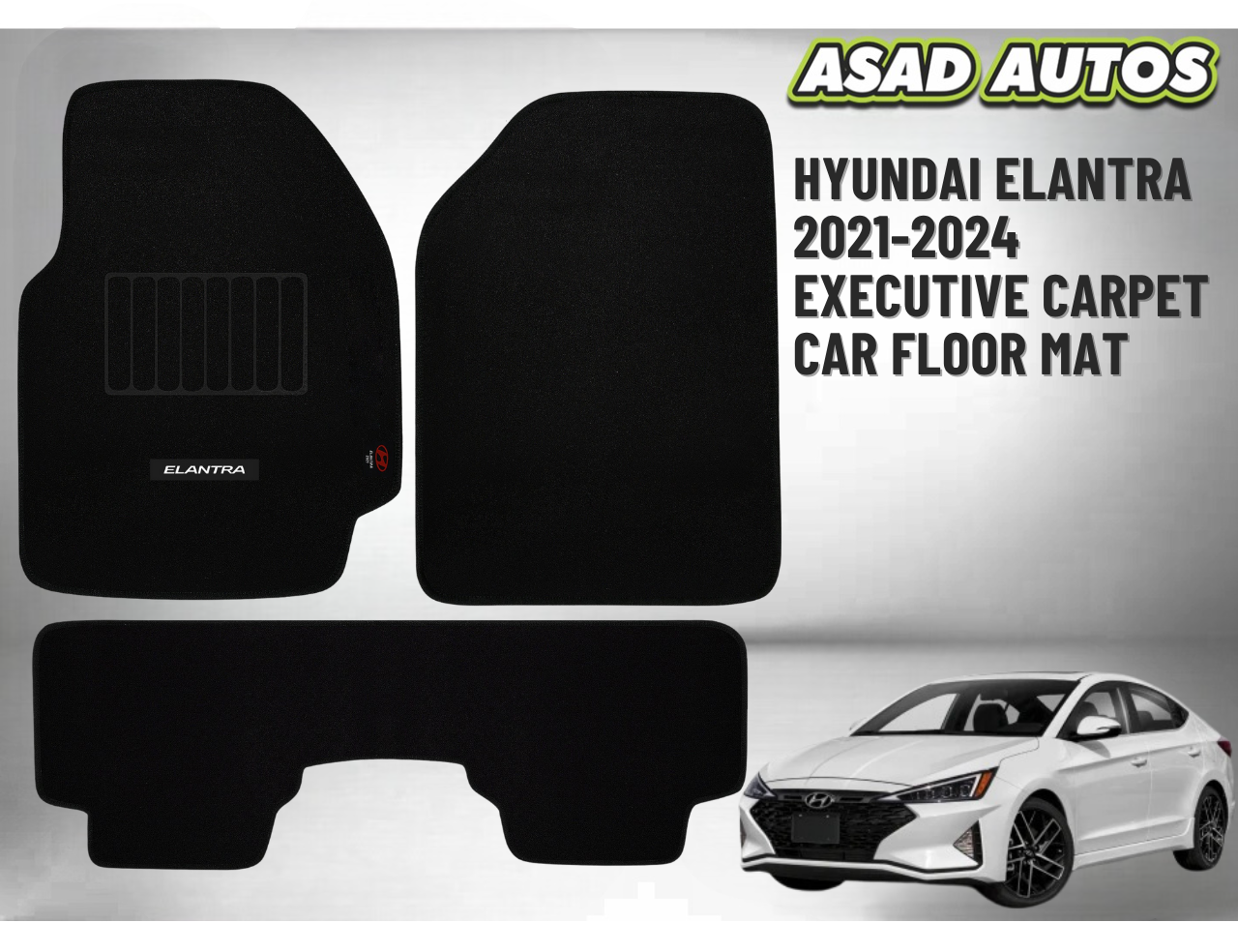 Hyundai Elantra 2021–2024 Executive Carpet Car Floor Mats – Custom Fit, Premium Look, Interior Protection


