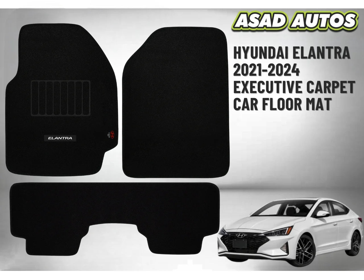 Hyundai Elantra 2021–2024 Executive Carpet Car Floor Mats – Custom Fit, Premium Look, Interior Protection

