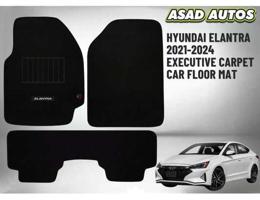 Hyundai Elantra 2021–2024 Executive Carpet Car Floor Mats – Custom Fit, Premium Look, Interior Protection
