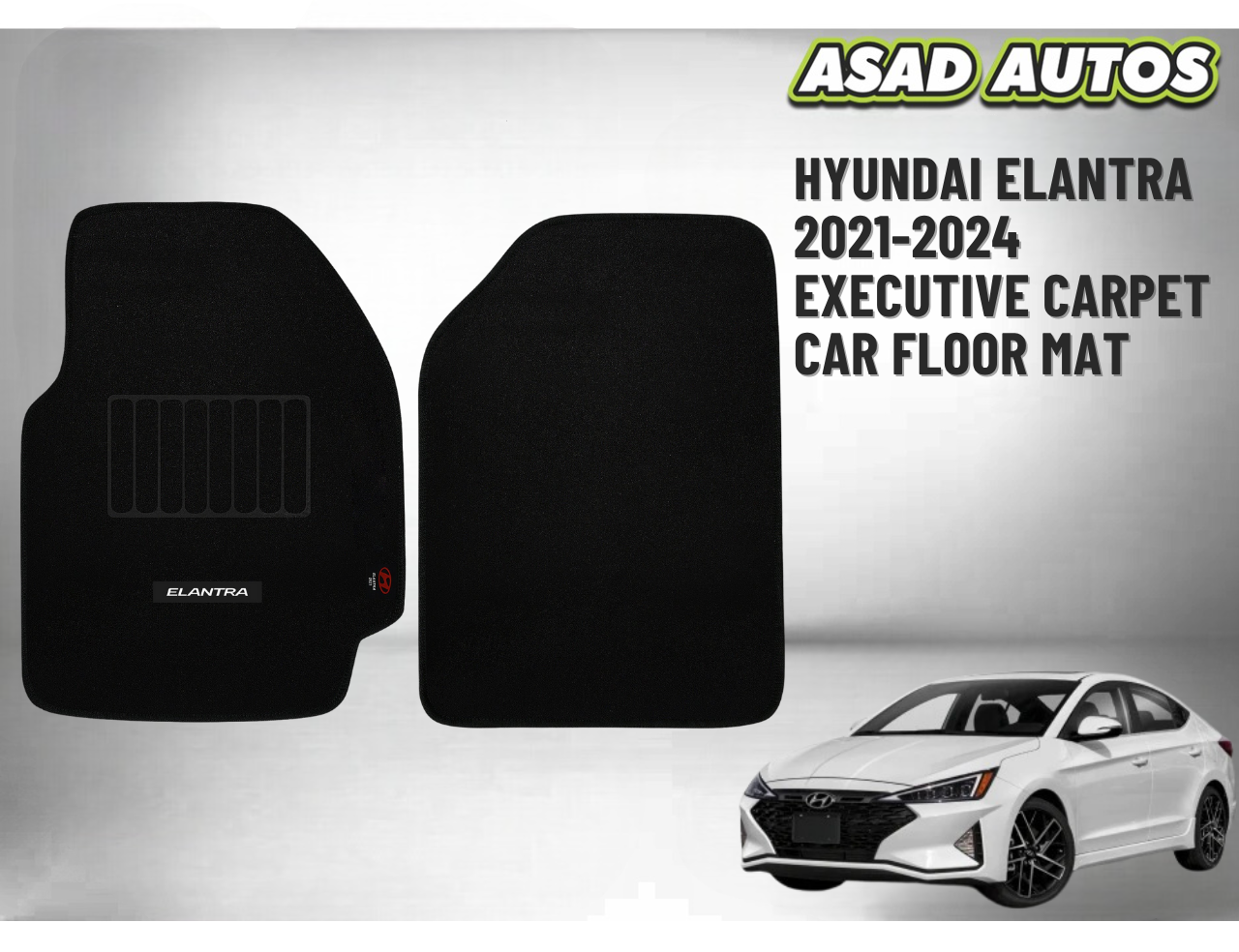 Hyundai Elantra 2021–2024 Executive Carpet Car Floor Mats – Custom Fit, Premium Look, Interior Protection

