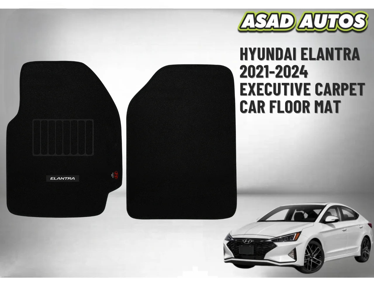 Hyundai Elantra 2021–2024 Executive Carpet Car Floor Mats – Custom Fit, Premium Look, Interior Protection
