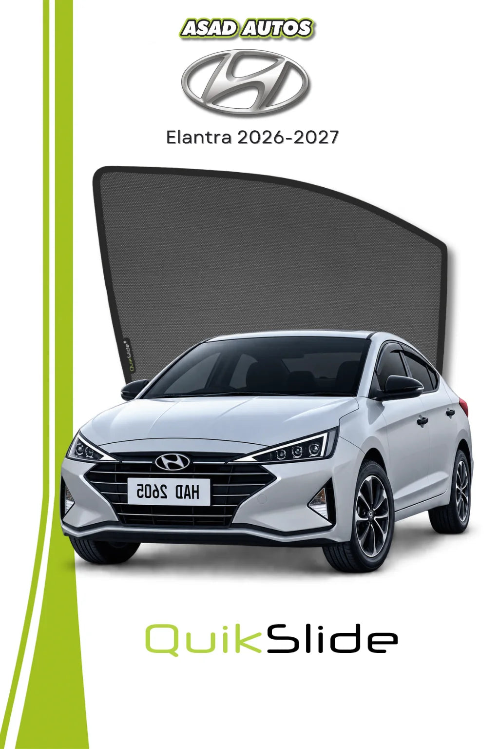 Hyundai Elantra 2026–2027 Sedan rear window QuikSlide sun shade