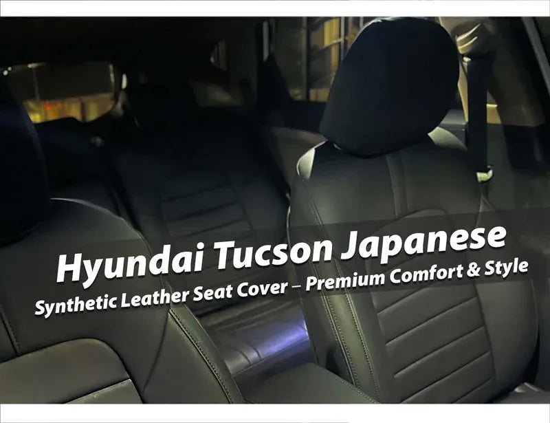 Hyundai Tucson Japanese Synthetic Leather Seat Cover, custom-fit for comfort, durability, and luxurious style.
