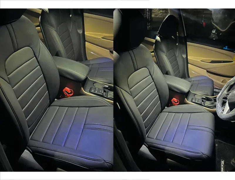 Hyundai Tucson Japanese Synthetic Leather Seat Cover, custom-fit for comfort, durability, and luxurious style.
