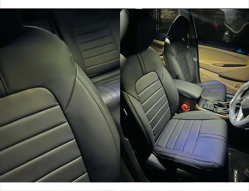 Hyundai Tucson Japanese Synthetic Leather Seat Cover, custom-fit for comfort, durability, and luxurious style.
