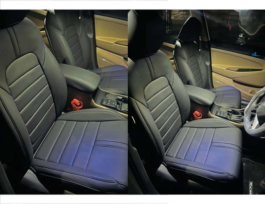 Hyundai Tucson Japanese Synthetic Leather Seat Cover, custom-fit for comfort, durability, and luxurious style.
