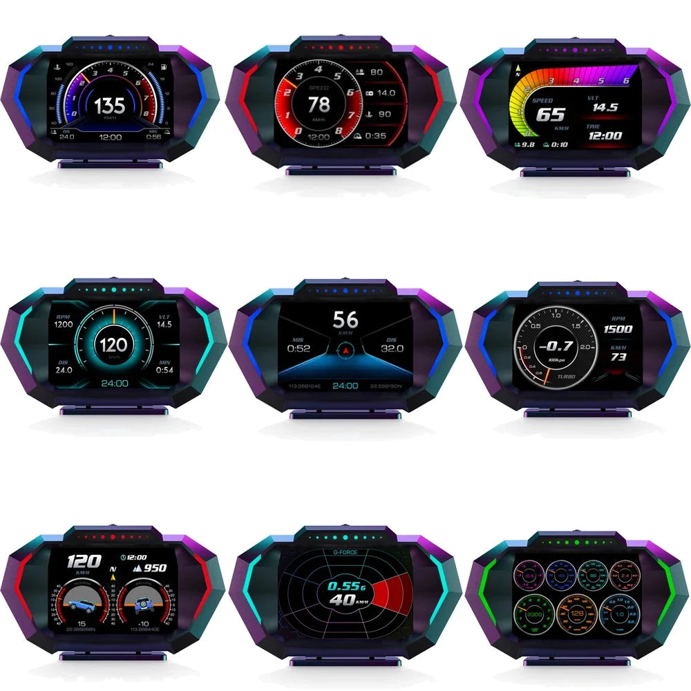 P1 Car HUD Display OBD2 GPS Dual System Head Up Display Car Gauge Spee ...