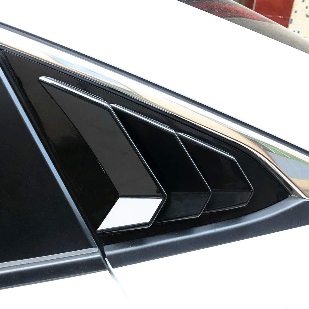 Rear Quarter Side Window Louvers for Honda 10TH Civic Sedan 2016-2021 ABS Stickers 3 Vents Style 2 pcs/set Carbon Fiber Color/Black